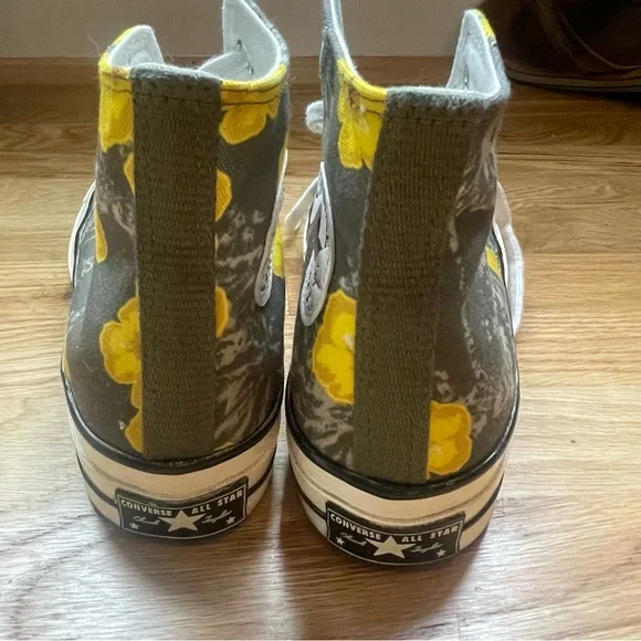 Converse chuck Taylor high top, platform, yellow flowers / green, 7.5 Wc5.5 M - Picture 3 of 5